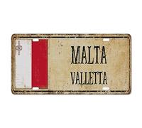 Yelolyio MaltaLicense Plate for Front of Car Size 6x12 Inch Rust-Free Malta VALLETTA Metal License Plate Malta National Flag Aluminum Novelty License Plate Car Tags Gift for New Car