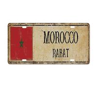 Yelolyio MoroccoLicense Plate for Front of Car Size 6x12 Inch Rust-Free Morocco RABAT Metal License Plate Morocco National Flag Aluminum Novelty License Plate Car Tags Gift for New Car