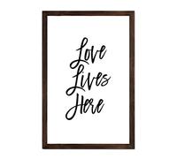 Yelolyio Motivational Quotes Framed Wood Sign Plaque,Love Lives Here Wooden Sign , Rustic Wall Art Sign for Living Room Bedroom Housewarming Gift, 8 X 12 Inch