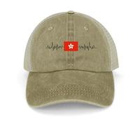 Yelolyio Outdoor Cap Men's Mesh Back Ballcap Hong Kong Flag Heartbeat Cotton Caps Hong Kong Caps Baseball Caps Fishing Hats Mesh Caps Outdoor Sports Caps Khaki