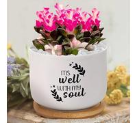 Yelolyio Personalized Planters Ceramic It Is Well with My Soul Small Plant Pot Ceramic Motivational Quote Succulent Pot Flower Pots for Indoor Plants