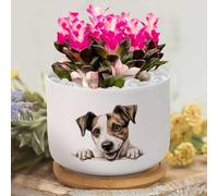 Yelolyio Personalized Planters Ceramic Parson Russell Terrier Small Plant Pot Ceramic Dog Lover Succulent Pot Flower Pots for Indoor Plants