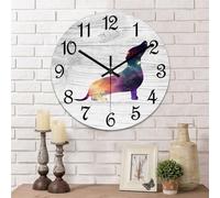 Yelolyio Pet Dog Wall Clock Dachshund Round Decorative Clocks Battery Operated 12 Inch Silent Modern Home Decor for Office Classroom Bedroom Dining Room