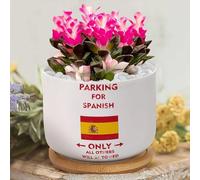 Yelolyio Spain National Flag Flower Plant Pot Parking for Spanish Only All Others Will Be Towed Flower Pots,Custom Succulent Pot, Personalized Small Flower Pot For Nana Mom Grandma