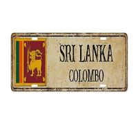 Yelolyio Sri LankaLicense Plate for Front of Car Size 6x12 Inch Rust-Free Sri Lanka COLOMBO Metal License Plate Sri Lanka National Flag Aluminum Novelty License Plate Car Tags Gift for New Car