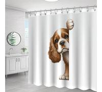 Yelolyio Staffordshire Cocker Spaniel Shower Curtain Dog Peeking Around Corner Polyester Waterproof Fabric Bath Curtain with Hooks,Shower Curtain for Bathroom Decor 72" X 72"