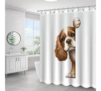 Yelolyio Staffordshire Cocker Spaniel Shower Curtain with 12 Hooks,Dog Peeking Around Corner Waterproof Wrinkle-Resistant Shower Curtain for Bathroom Bathtubs Polyester 60" X 72"