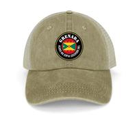 Yelolyio The Greatest Place On Earth Grenada Adjustable Mesh Back Cap Grenada Flag Baseball Caps Country Pride Mesh Baseball Cap Retro Washed Trucker Cap Breathable Sun Hat Khaki