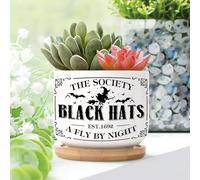 Yelolyio The Society Black Hats A Fly by Night Ceramic Planters Christian Saying Planters for Indoor Plants With Drainage Holes And Saucers Pot For Pots Outdoor Indoor Plants