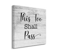 Yelolyio This Too Shall Pass Canvas Print Wall Art Paint, Motivational Quotes Artworks for Living Room Bedroom Porch Home Wall Decor Hanging Poster Christian Gift 8x8 Inch