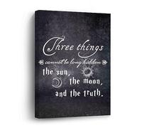 Yelolyio Three Things Cannot Be Long Hidden The Sun, The Moon Canvas Prints Wall Art Quote Oil Painting On Canvas Wooden Framed Art Canvas for Home Decoration Birthday Gift,8 X 12 Inch