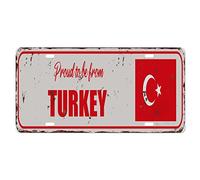 Yelolyio TurkeyLicense Plate for Front of Car Size 6x12 Inch Rust-Free Proud to Be from Turkey Metal License Plate Turkey National Flag Aluminum Novelty License Plate Car Tags Gift for New Car