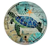 Yelolyio Turtle Sea Life Wood Tide Clock Sea Ocean Life Tidal Clock Ocean Time Coastal High Tide Low Tide Clock Rustic Wooden Clock Decor for Beach House Kitchen 10 Inch