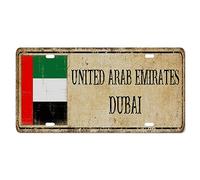 Yelolyio United Arab EmiratesLicense Plate for Front of Car Size 6x12 Inch Rust-Free Dubai Metal License Plate United Arab Emirates National Flag Aluminum Novelty License Plate Car Tags Gift
