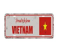 Yelolyio VietnamLicense Plate for Front of Car Size 6x12 Inch Rust-Free Proud to Be from Vietnam Metal License Plate Vietnam National Flag Aluminum Novelty License Plate Car Tags Gift for New Car