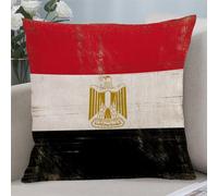 Yelolyio Vintage Egypt National Flag Cotton Linen Pillowcases Egypt Throw Pillows Covers Country Souvenir Cushion Cover for Sofa Bedroom Living Room 16"x16"