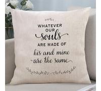 Yelolyio Whatever Our Souls Are Made Of His And Mine Are The Same Decorative Throw Pillow Covers 22x22 with Quote Saying Cotton Linen Cushion Cover Case for Bedroom Living Room Sofa Couch Home Decor