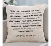 Yelolyio When I Say I Love You More Throw Pillow Cover Pillow Case Cushion Cover Pillow Case Quote Decortaive Pillowcase with Zipper Home Decor for Sofa Living Room Bedroom 22x22 in
