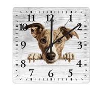 Yelolyio Whippet Square Wall Clock Gift for Dog Lover Clock Large Wall Clocks Battery Operated 30 Cm Non-Ticking Modern Home Decor for Kitchen Living Room Bedroom Office