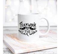 Yelolyio White Mug Teamwork Makes The Dream Work Ceramic Cup Coffee Mug with Quotes White Tea Cup Gift for Mom Dad Grandmother Grandpa Women Men 11oz