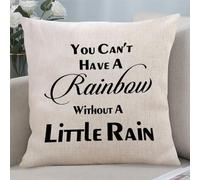 Yelolyio You Can't Have A Rainbow Without A Little Rain Decorative Throw Pillow Covers 18x18 with Quote Saying Cotton Linen Cushion Cover Case for Bedroom Living Room Sofa Couch Home Decor