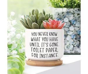 Yelolyio You Never Know What You Have until It's Gone Ceramic Planters Christian Saying Planters for Indoor Plants With Drainage Holes And Saucers Pot For Succulents Cactus Garden Windowsill