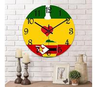 Yelolyio Zimbabwe Map National Flag Wall Clock I Love My Country,Zimbabwe Round Decorative Clocks Battery Operated 15 Inch Silent Modern Home Decor for Office Classroom Bedroom Dining Room