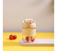 YELONA 350ML Dual Drink Borosilicate Glass Reusable Travel Coffee and Tea Cup Mug Tumbler Leak Proof with Sipper Straw Lock Lid for Home Office Gifts - White