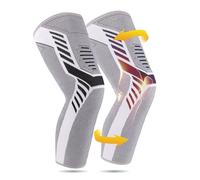 yeloumiss Full Leg Compression Sleeve 1 Pair Long Knee Braces for Women and Men Knee Support with Non Slip Silicone for Sports Running Arthritis Meniscus Tear Knee Pain (Gray, Small)