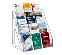 Yelschwa 5-Tier Table Brochure Stand, Leaflet & Brochure Holder Clear Acrylic Flyer Stand for 1/3 A4 Size Literature Holder Booklet, Menu Display & Dispenser for Office, Restaurants & Reception
