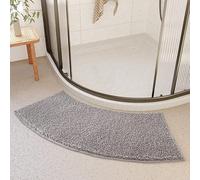 Yelschwa Bath Mat Anti Slip Bathroom Carpet Fan Shaped Foot Pads Super Absorbent Curved Shower Rugs Quadrant Curved Bath Mat For Round Shower Non Slip Bottom (Grey)