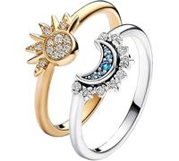 Yelschwa Celestial Sun and Moon Ring Set Share Celestial Beauty with Loved Ones Sparkling Sun Moon Ring Friendship Promise Matching Rings Valentine's Day Birthday Gifts for Women (8)