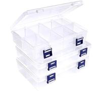 Yelschwa Craft Storage Box 8 Compartment Plastic Storage Box Adjustable Dividers Jewelry Organizer Earring Beads Jewellery Arts And Crafts Box Adjustable Dividers (3 PCS)