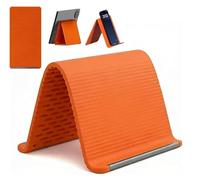 Yelschwa Flexible Foldable Silicone Phone Holder, Adjustable Multi-Angle Phone Stand for Desk, Universal For Phone/Tablet/Laptop, Portable Non-Slip Desktop Mount for Travel Work Home Use (Orange-b)