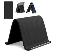 Yelschwa Flexible Foldable Silicone Phone Holder, Adjustable Multi-Angle Phone Stand for Desk, Universal For Phone/Tablet/Laptop, Portable Non-Slip Desktop Mount for Travel Work Home Use (Black-b)