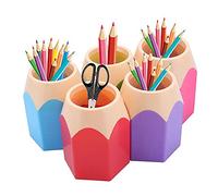 Yelschwa GlobalDeal Direct 5 Pack Creative Pencil Tip design Pen Vase Pencil Pot Makeup Brush Holder Stationery Storage Organizer Desk Tidy Container