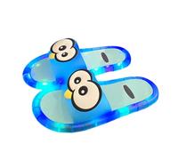 Yelschwa Motion-Activated Light Up Summer Slippers for Women, Cute Cartoon Eyes Non-Slip Indoor Outdoor Slides, Fun Glowing Shoes for Adults (Blue,5)