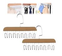 Yelschwa Non Slip Coat Rack With 8 Hooks Belt Hanger For Closet Tank Top Bra Hanger Tie Hanger Belt Organizer Closet Accessories Multifunctional Hooks Belt Rack Sturdy Wood (2 Pcs Natural)