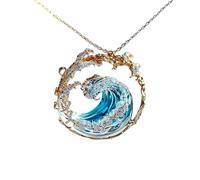 Yelschwa Sea-ocean's Oath Necklace Jewelry Set Adjustable Ocean Wave Necklace Ring Earring Romance from The Sea-ocean's Oath Jewelry Gift for Women Girls (Golden Necklace)