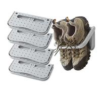 Yelschwa Shoe Holder Foldable Wall Mounted Pack of 4 Hanging Shoes Wall Shelf Shoe Rack Hanging Shelf No Drilling for Entrance Door Bathroom Practical Household Items (Grey)