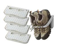 Yelschwa Shoe Holder Foldable Wall Mounted Pack of 4 Hanging Shoes Wall Shelf Shoe Rack Hanging Shelf No Drilling for Entrance Door Bathroom Practical Household Items (White)