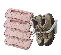 Yelschwa Shoe Holder Foldable Wall Mounted Pack of 4 Hanging Shoes Wall Shelf Shoe Rack Hanging Shelf No Drilling for Entrance Door Bathroom Practical Household Items (Pink)