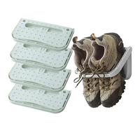 Yelschwa Shoe Holder Foldable Wall Mounted Pack of 4 Hanging Shoes Wall Shelf Shoe Rack Hanging Shelf No Drilling for Entrance Door Bathroom Practical Household Items (Blue)