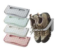 Yelschwa Shoe Holder Foldable Wall Mounted Pack of 4 Hanging Shoes Wall Shelf Shoe Rack Hanging Shelf No Drilling for Entrance Door Bathroom Practical Household Items (Mix)