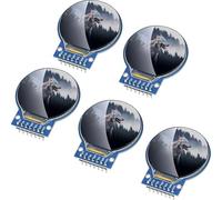 YELUFT 5pcs 1.28 Inch TFT LCD Display Module Round 240 x 240 Pixel RGB 65K Color GC9A01 Driver 4 Wire SPI Interface Self-Luminous Display Board for Arduino/Raspberry Pi/ESP32 (Pre-Soldered)