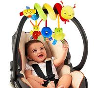 YELUFT Spiral Pram Toys for Babies - Wrap Around Pushchair Stroller Car Seat Toys for 0 3 6 9 12 Month Plush Activity Rattle Hanging Toy Sensory Gift for Newborn Infant Baby
