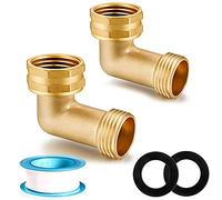 YELUN 90 Degree Solid Brass Hose Elbow - 3/4" FHT x 3/4" MHT, Eliminates Stress and Strain on RV Water Intake Hose Adapter