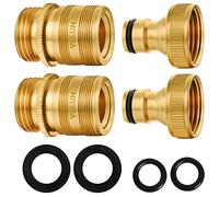 YELUN Garden Hose Quick Connectors Solid Brass 3/4 inch GHT External Thread Easy Connect Fittings No-Leak Water Hose Male Quick Connector and Female Product adapters (2 Sets)