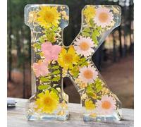 Yeluptu Floral Resin Night Light, Pressed Flower Resin Letters with LED Light for Mother, DIY Mothers Day Gifts from Kids (C)