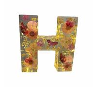 Yeluptu Floral Resin Night Light, Pressed Flower Resin Letters with LED Light for Mother, DIY Mothers Day Gifts from Kids (H)